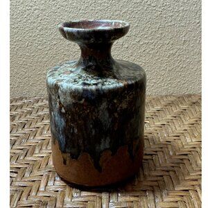 Studio Handcrafted Ceramic Drip-Glaze Bud Vase